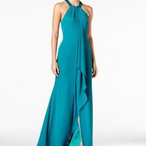 Calvin Klein Draped Chiffon Halter Gown - NWT